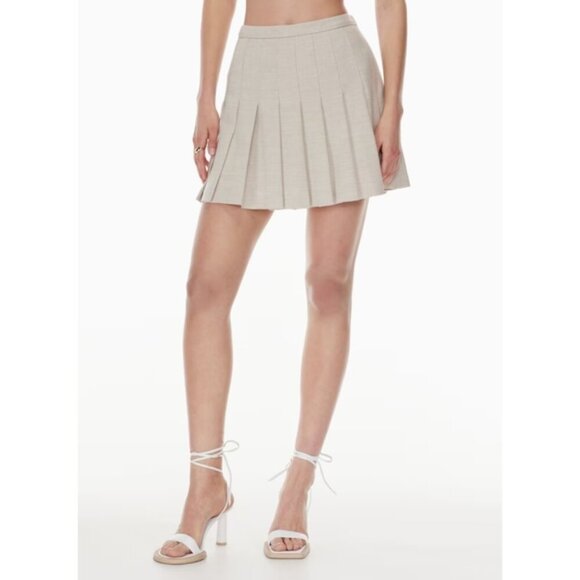 WILFRED Juliet Skirt Pleated Wool Mini Birch Herring 00 XXS Aritzia - Picture 1 of 15